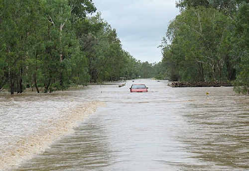 BEEN THERE, DONE THAT: A vehicle stuck at Panorama Creek on the Dawson Highway during the Feburary floods. file BEEN THERE, DONE THAT: A vehicle stuck at Panorama Creek on the Dawson Highway during the Feburary floods. file